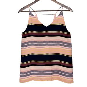 Loft Womens Size XS Peach Stripe Cami Top Multicolor Striped Blouse